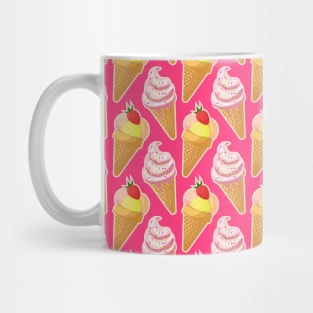 Kawaii pink pattern with pink strawberry ice cream Mug